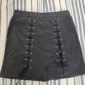 Wild Fable Charcoal Lace-Up Mini Skirt